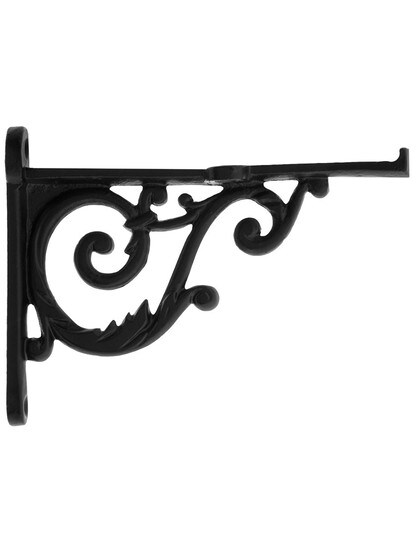 Small Cast Iron Scroll Shelf Bracket In Matte Black.